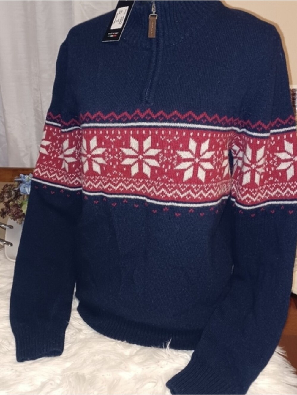 New Daniele Blasi Men's Medi Wool Blend 1/4 Zipper Men's Snowflake Sweater Italy